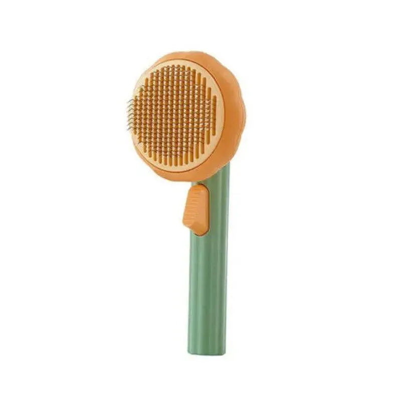 Self Cleaning Slicker Comb For Dog Cat Rabbit Puppy Grooming Pumpkin Brush Tool - Green