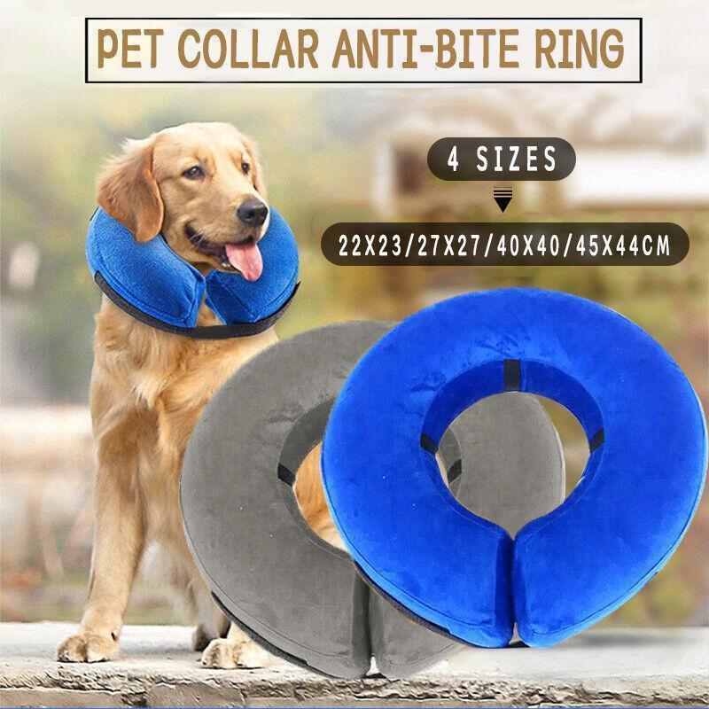 Grey Pet Dog Inflatable Soft Healing Collar Cone Wound Medical Cat Protective Jackets - S (22*23CM)