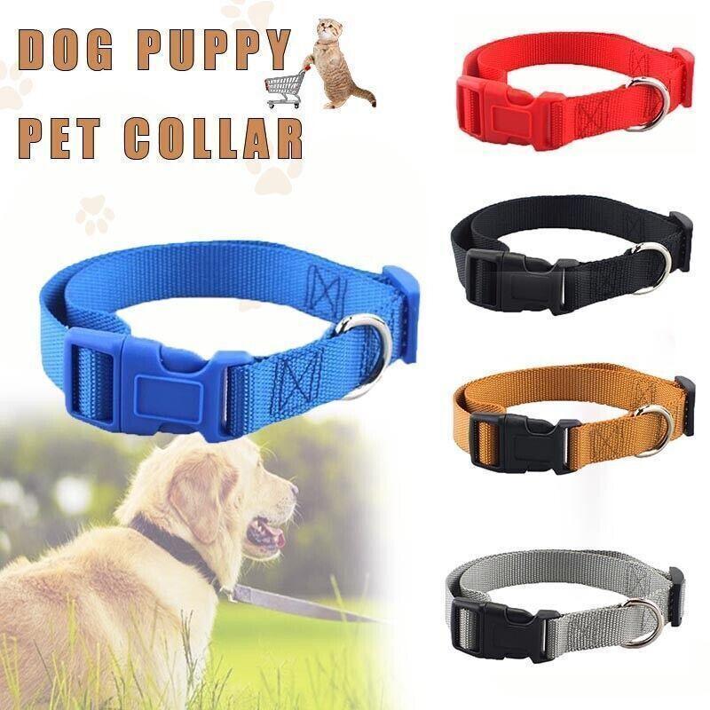 L Size Dog Puppy Pet Collar Adjustable Nylon Toy Large Pink Blue Red Black - Yellow