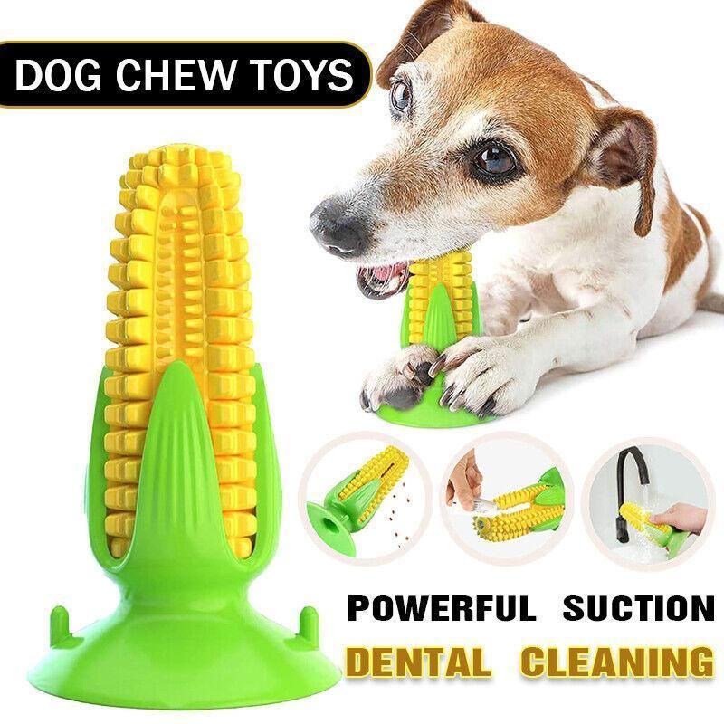 Dog Corn Chew Toy with Suction Base for Teeth Cleaning and Molar Training