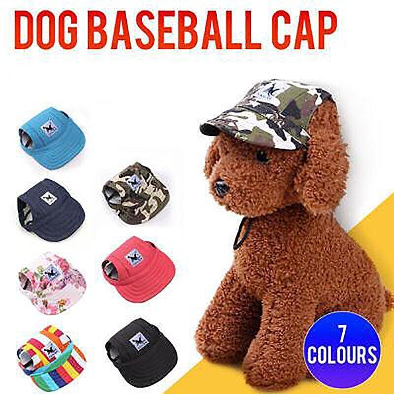 Dog Baseball Cap Outdoor Pet Sun Hat Summer Canvas Visor Puppy M Size - Denim Blue