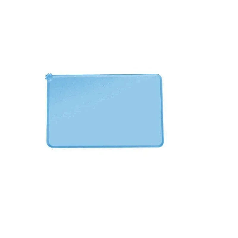 Silicone Pet Feeding Mat Dog Cat Food Bowl Placemat Waterproof Non-Slip Easy Clean - Blue