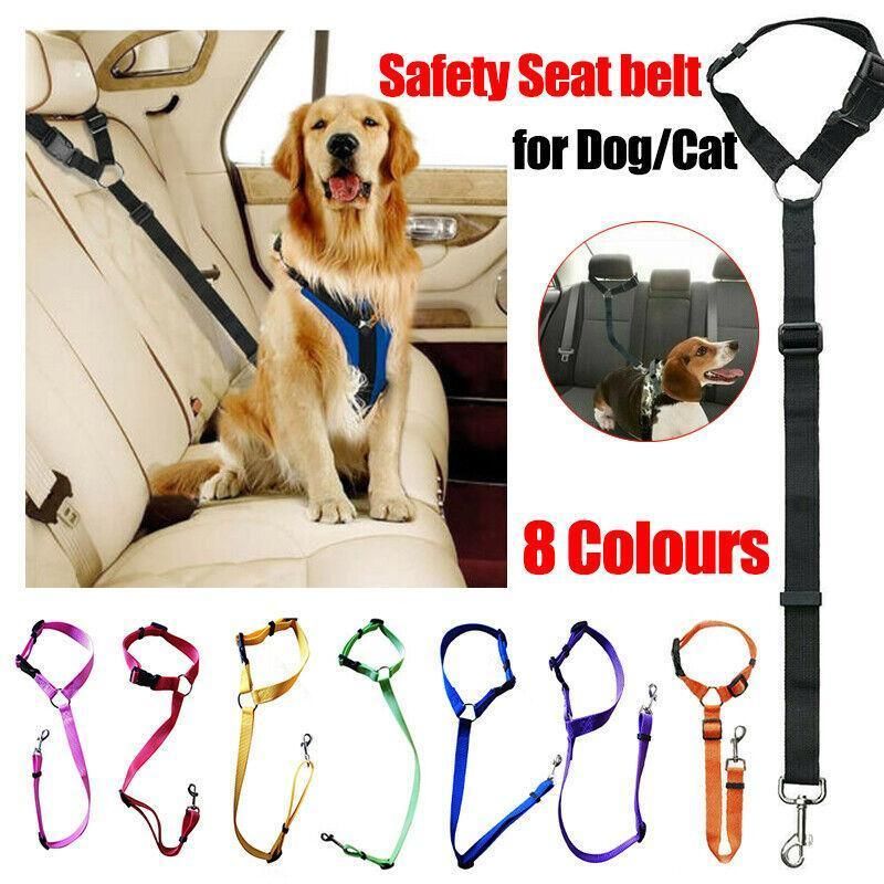 Dog Pet Safety Seat Belt Clip For Car Vehicle Seatbelt Adjustable Harness Lead - Orange