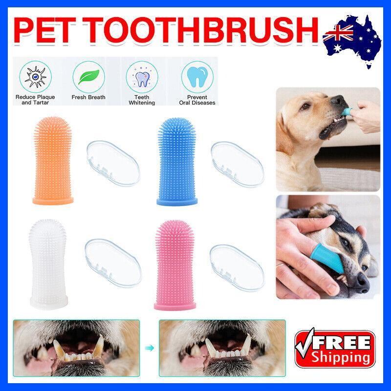 Dog Cat Super Soft Pet Finger Toothbrush Teeth Silicone Brush Care Cleaning - Clear