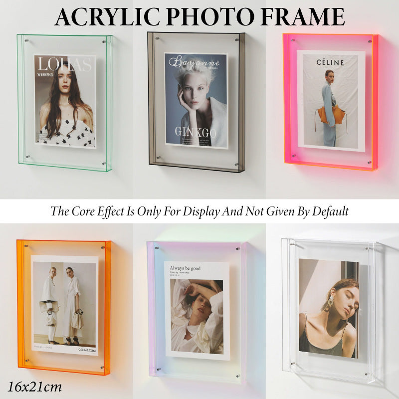 Acrylic Photo Frame Double-Sided Clear Display with Screw Mount â€“ 16x21cm - Orange