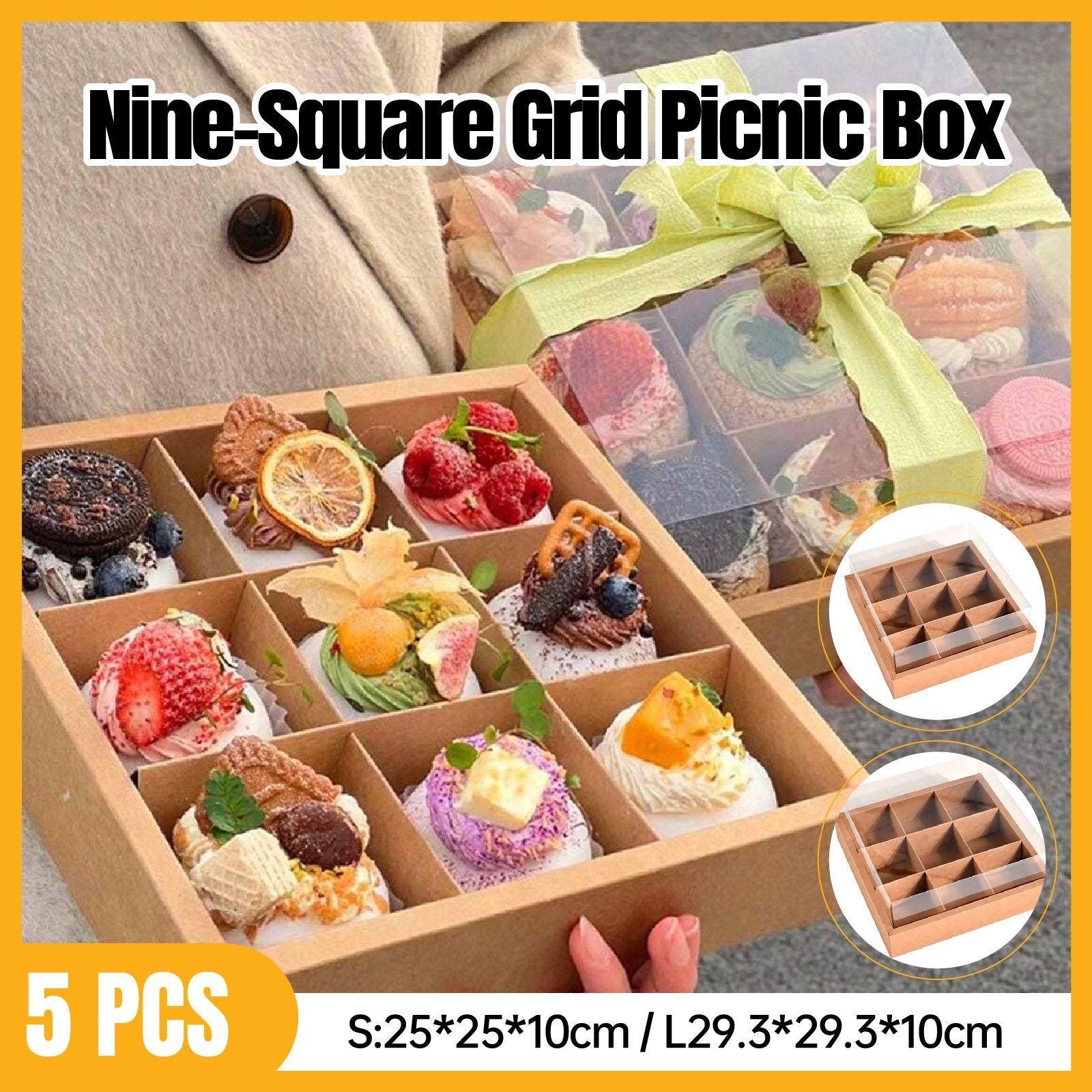 5PCS Kraft Paper Lunch Boxes Picnic Camping Food Containers Bento Sushi Packing - L-5Pcs