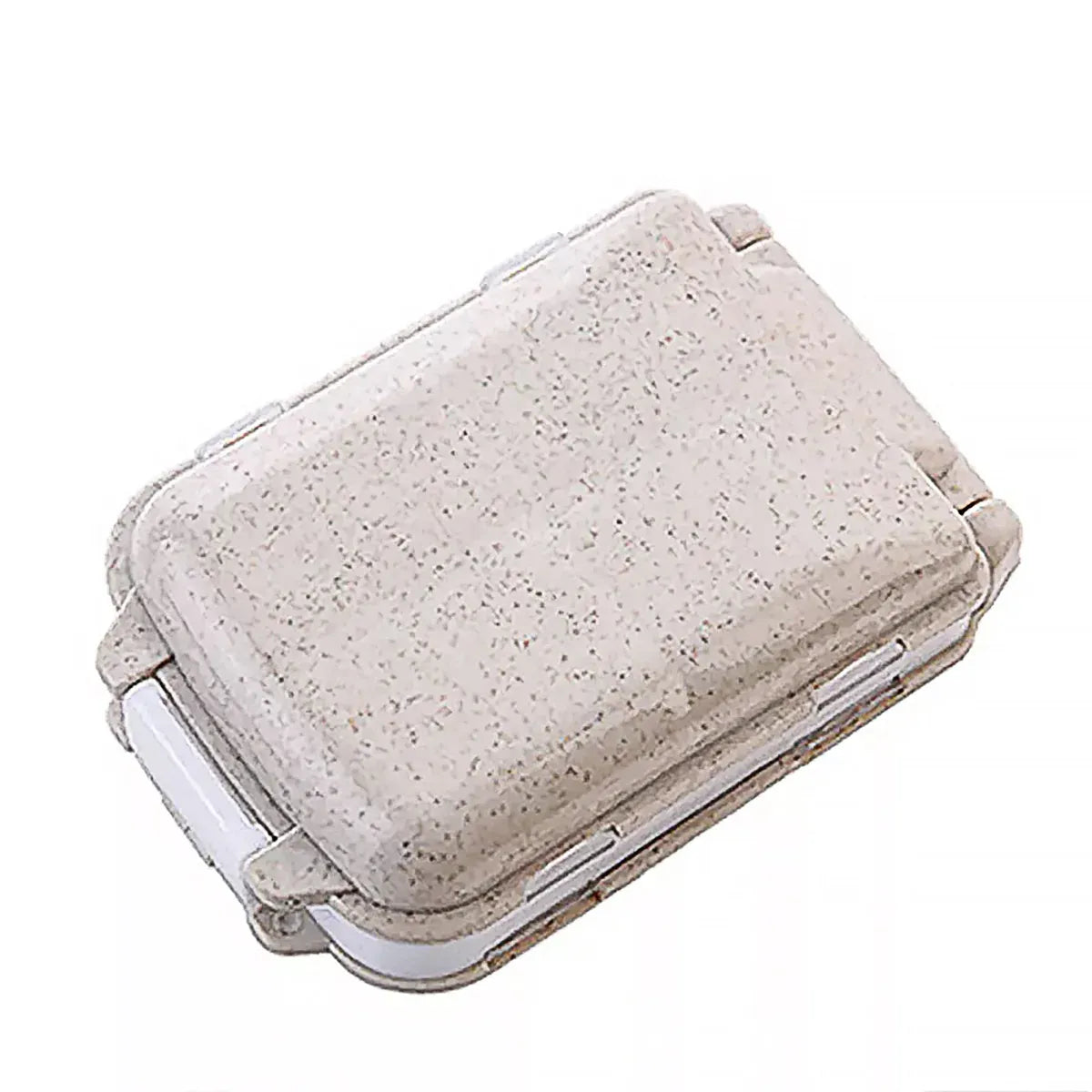 Three Layer Folding Medicine Box Portable 8 Cell Mini Pill Case Sealed Storage - Beige