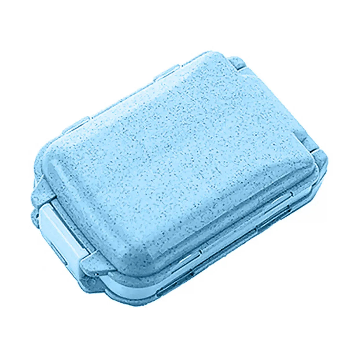 Three Layer Folding Medicine Box Portable 8 Cell Mini Pill Case Sealed Storage - Blue