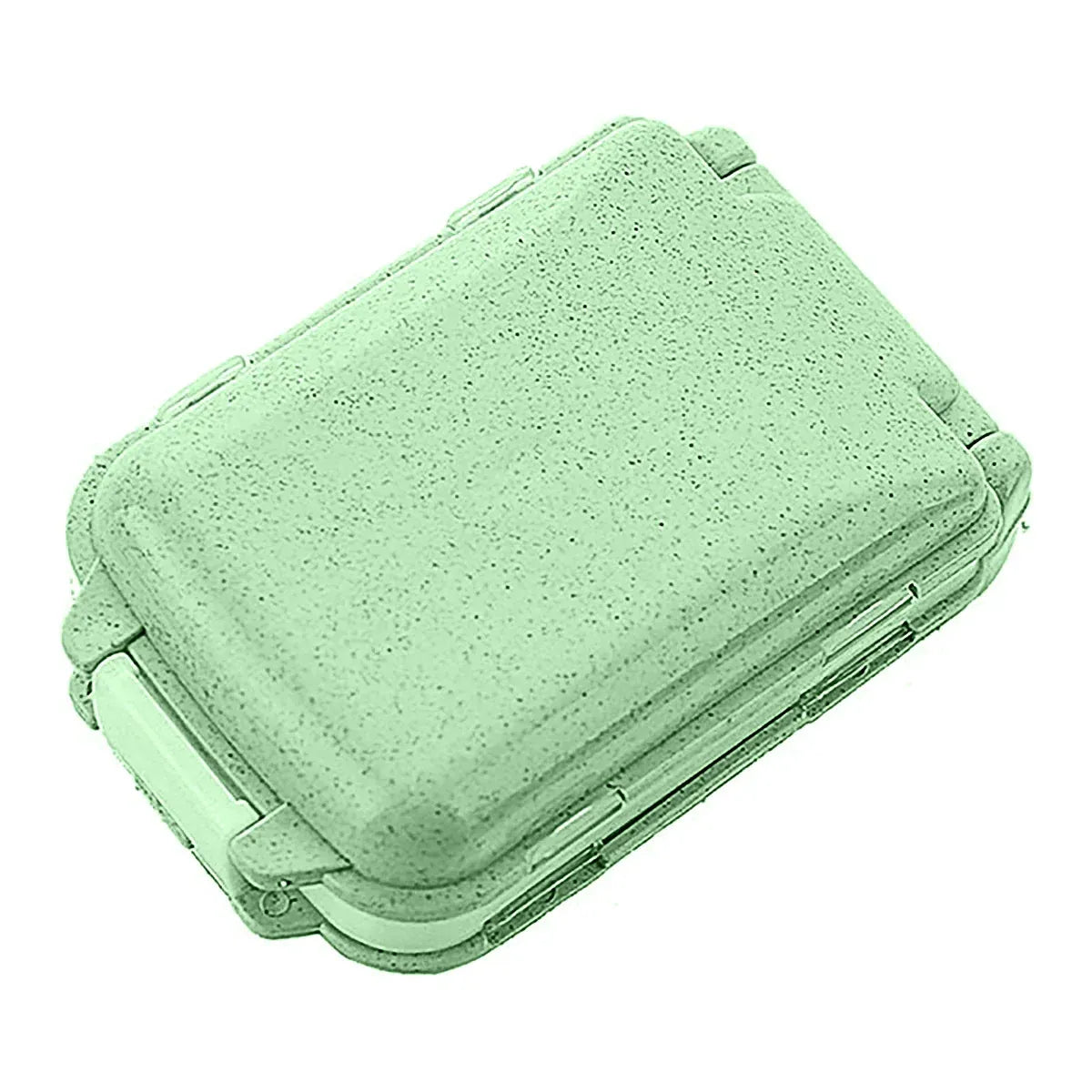 Three Layer Folding Medicine Box Portable 8 Cell Mini Pill Case Sealed Storage - Green