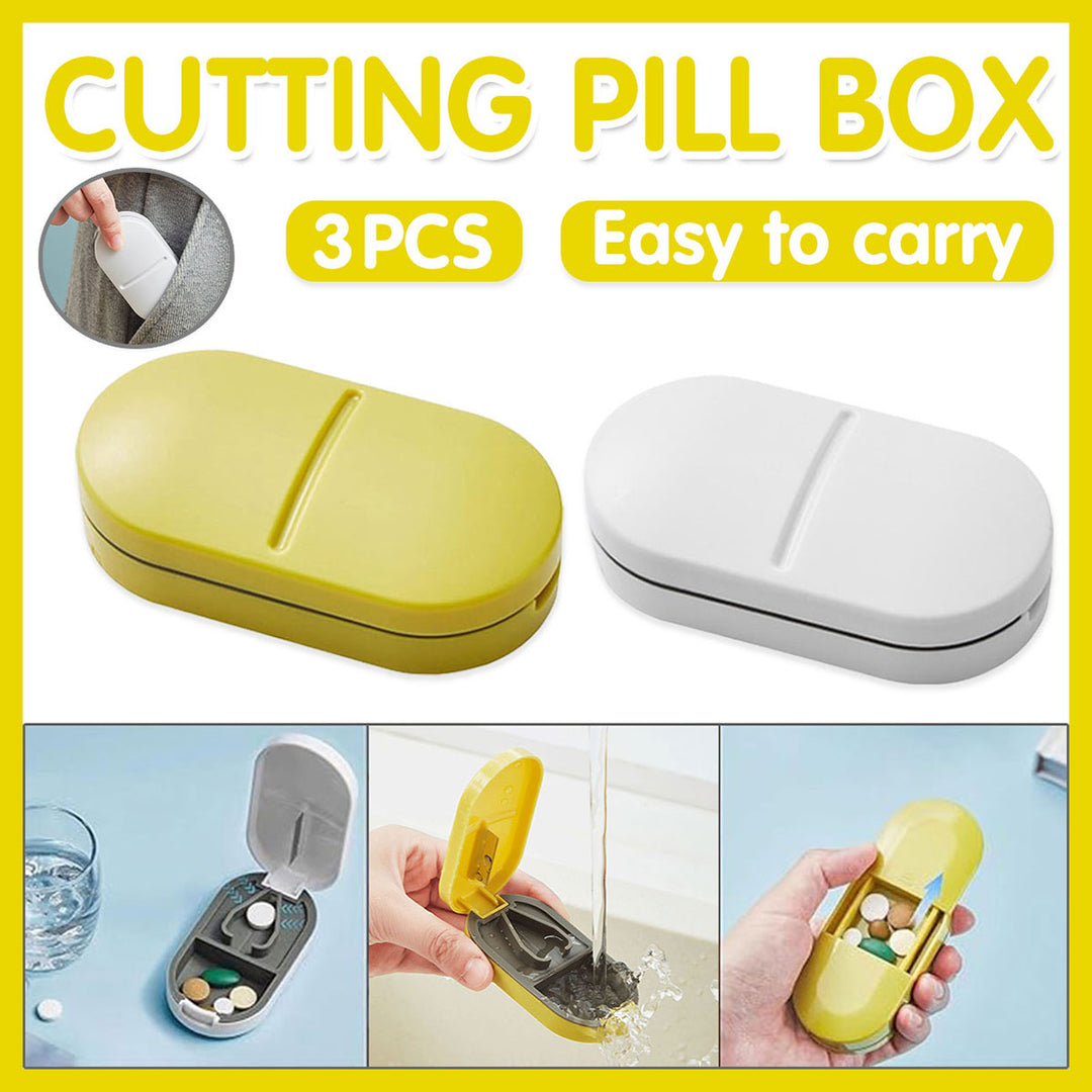 3PCS Tablet Cutter Pill Splitter Portable Medicine Box Pill Organizer Divider - White