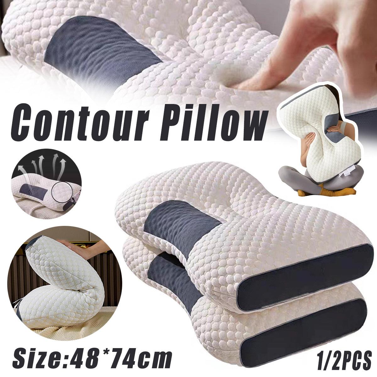 1/2X Contour Pillow Neck Support Orthopedic Cervical Pillow Anti Bacteria Sleep - 1PC