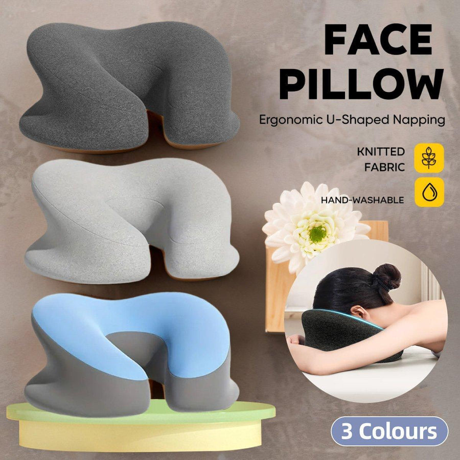Universal Massage Table Face Cushion Pillow U Shape Head Face Down Rest Pillow - Blue