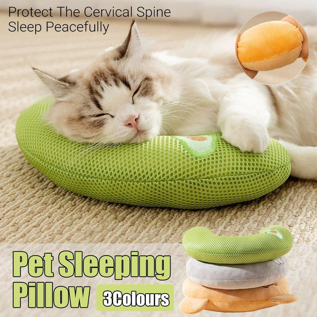 Dog Pet U Shaped Pillow Cartoon Breathable Cat Sleeping Cushion for All Seasons - Grey