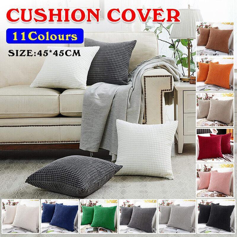 45X45 Plain Solid Colour Cushion Cover Decorative Pillow Case Home Multicoloured - Light Grey
