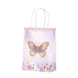 30pcs Pink Romantic Flower Tote Bag Cowhide Paper Elegant Design Gift Bag - Pink