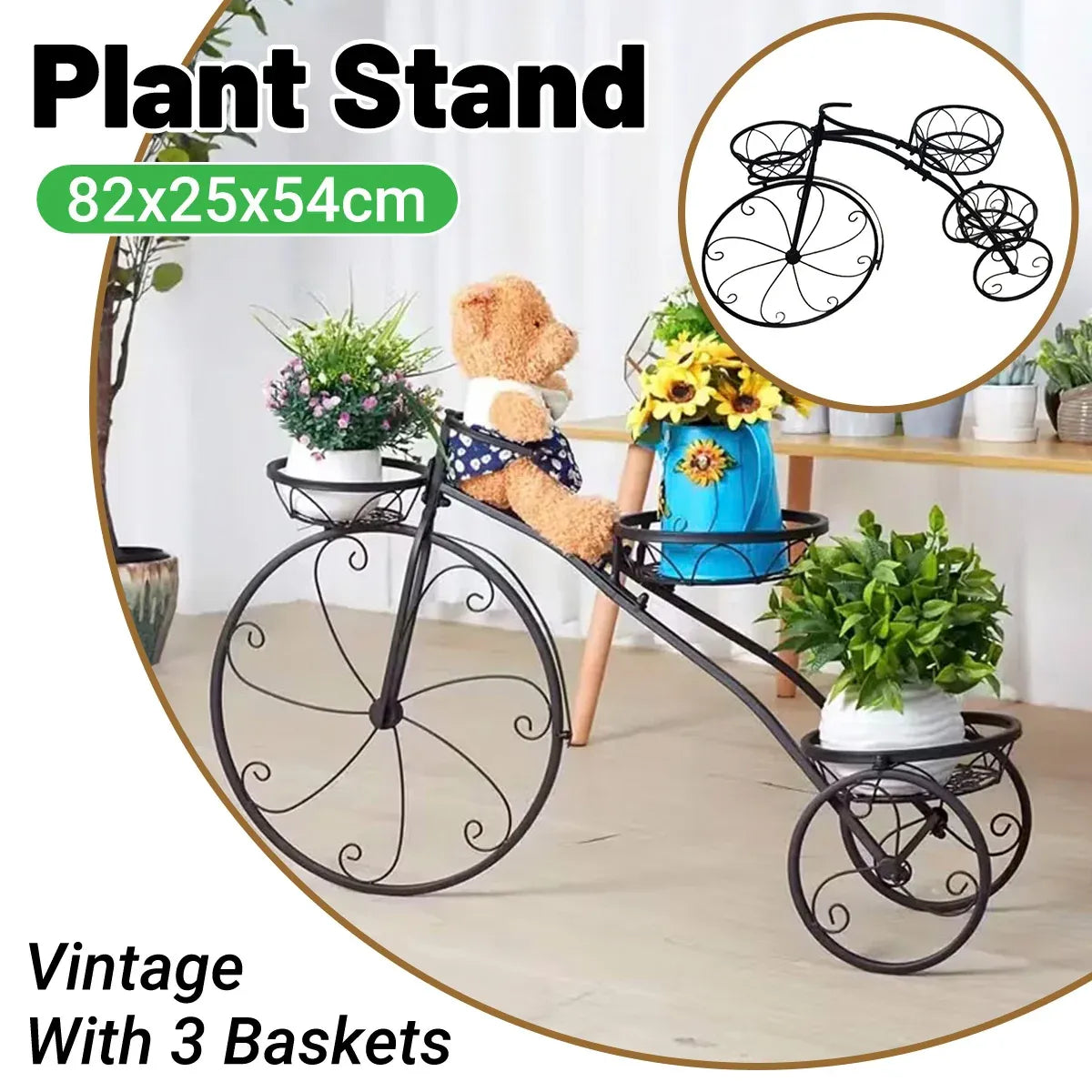 European Style Multi Layer Iron Bicycle Basket Flower Rack Outdoor Garden Decor