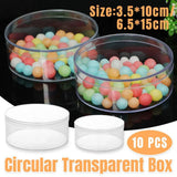 10pcs Clear Round Gift Boxes Plastic Candy Storage Containers for Party Favors - 15x6.5cm