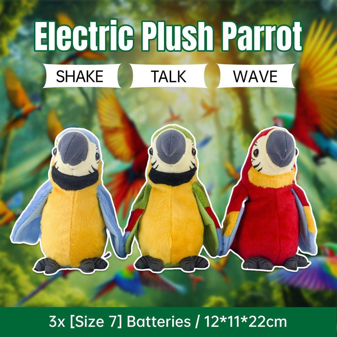 Interactive Talking Electric Plush Parrot for Early Learning and Entertainment - Red
