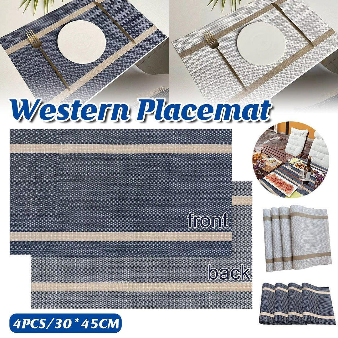 4X Anti-Slip Woven Placemat Waterproof Oil-proof Placemat Heat Resistant PVC Mat - Beige