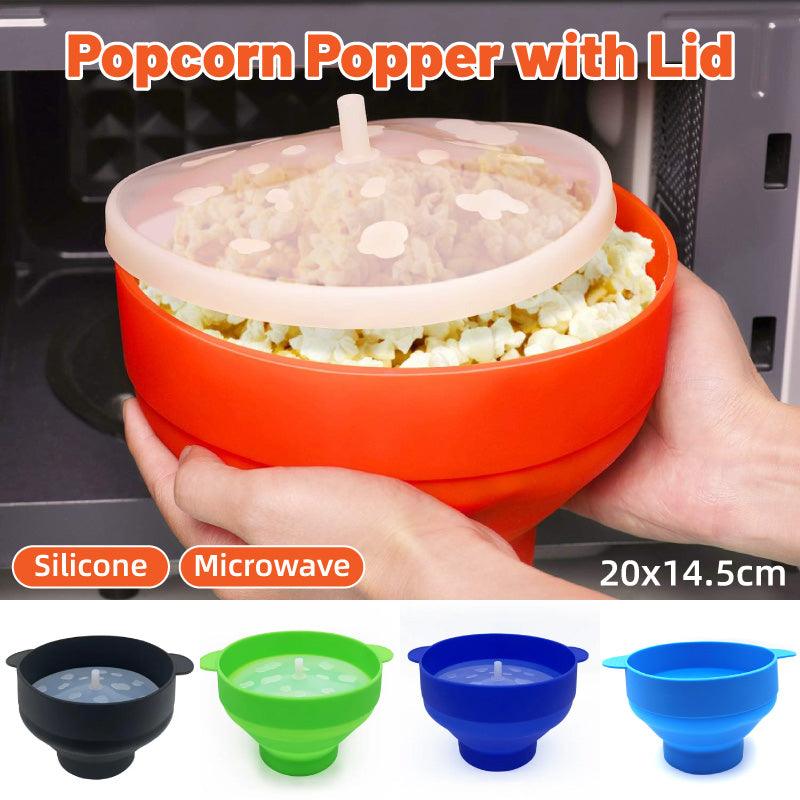 High Temperature Resistant Silicone Popcorn Bucket Collapsible Bowl with Handle - Orange
