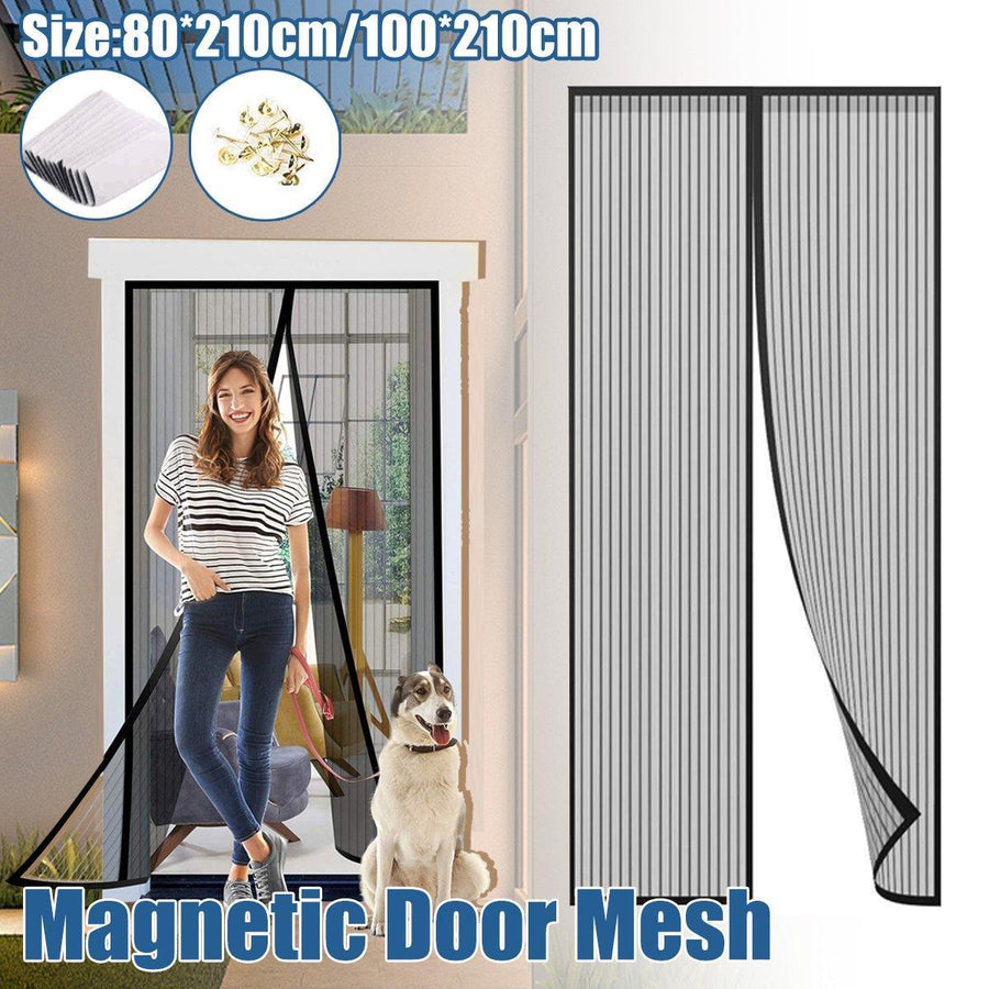 Striped Screen Door Curtain Mesh with Auto Close for Insect Protection and Ventilation - 80*210cm