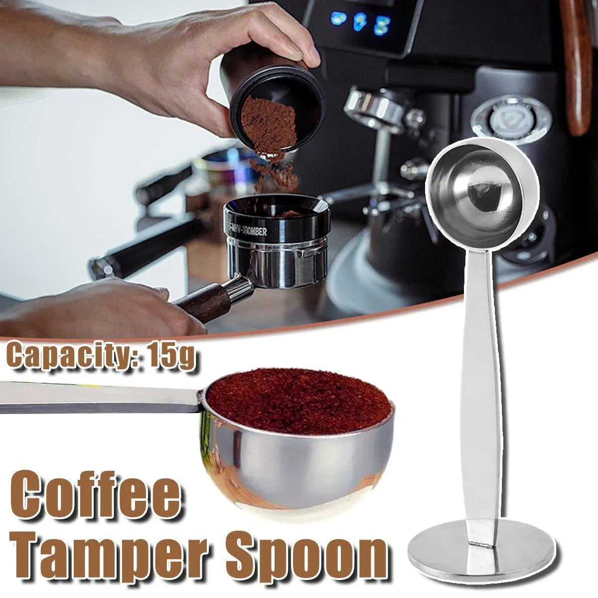 2-in-1 Coffee Spoon Espresso Measuring Spoon Powder Tamper Coffee Scoop Tamping