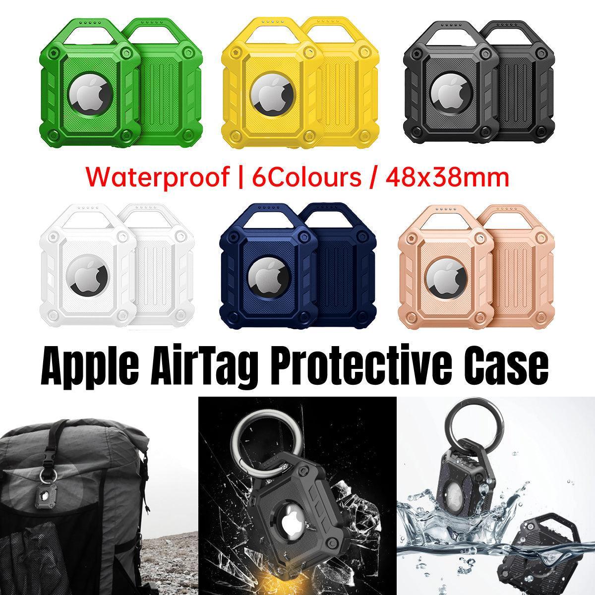 Waterproof Apple AirTag Protective Case TPU Cover Air Tag Tracker Loop Holder - White