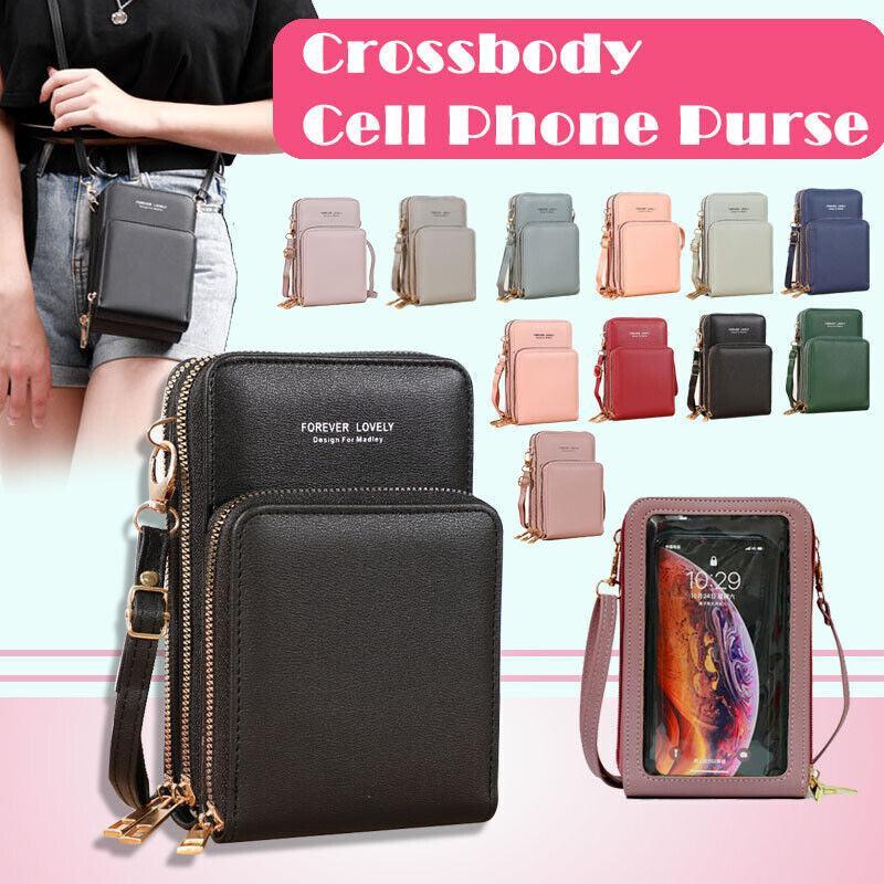 Women Crossbody Phone Purse Touch Screen Bag Rfid Blocking Wallet Shoulder Strap - Dark Blue