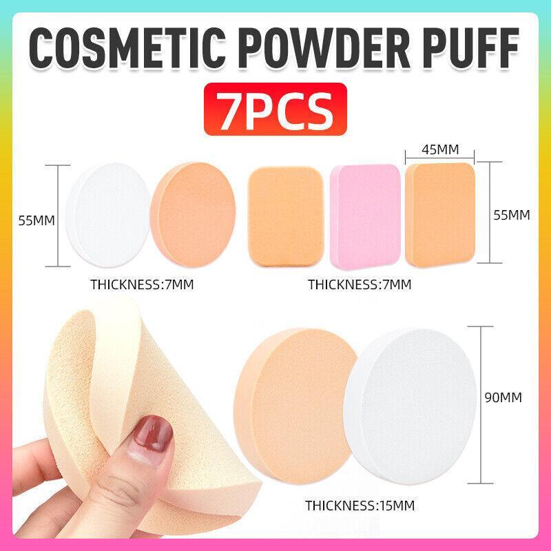 7PCS Puff Air-Cushion Makeup Sponge Smooth Puff Beauty Tools Wet Dry Dual Use