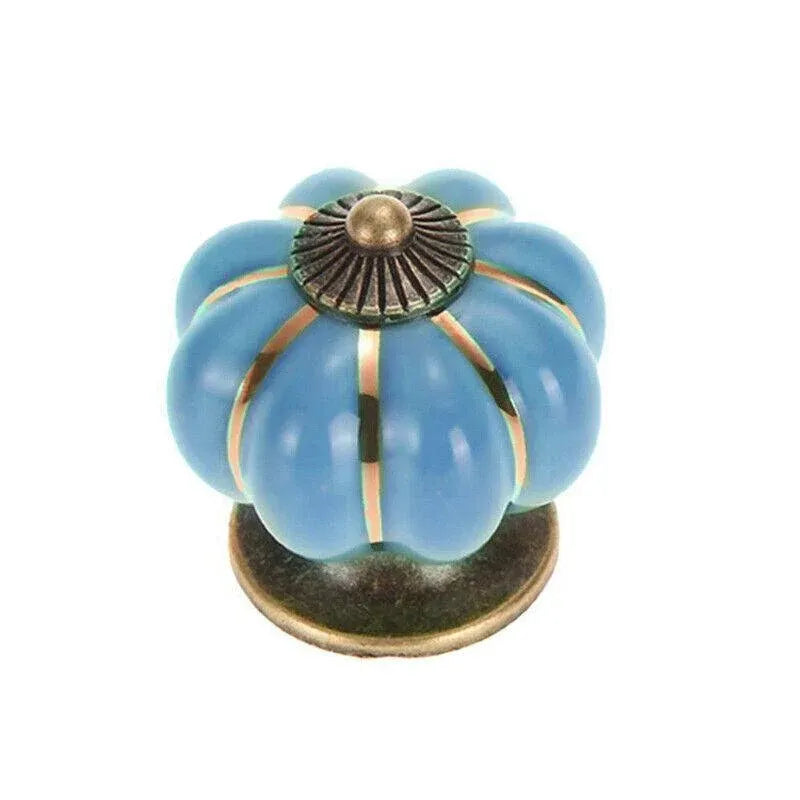 Pumpkin Ceramic Vintage Door Knobs Cabinet Drawer Cupboard Kitchen Pull Handle