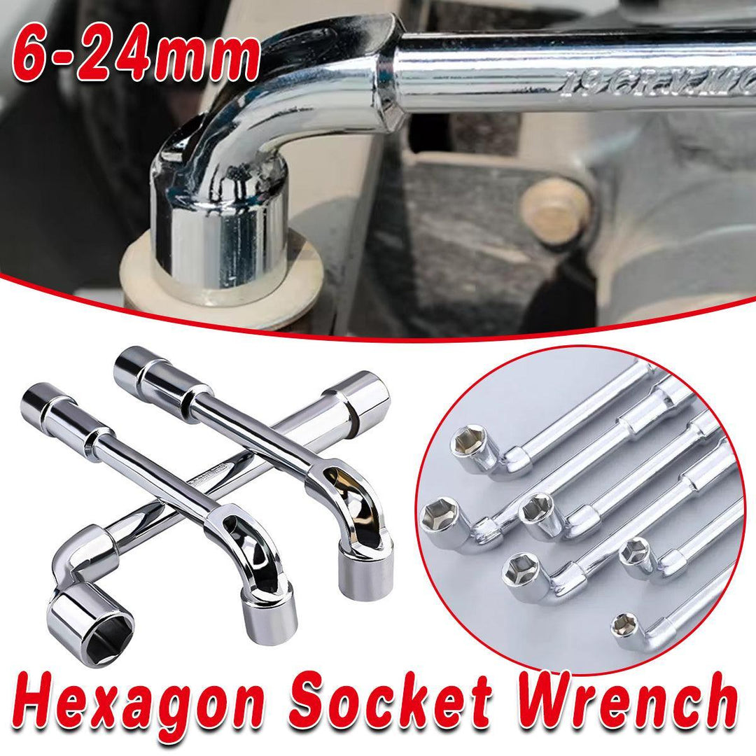 6-23mm L Shaped Socket Wrench Elbow Multi Size Hardware Repair Tool Set - 21mm