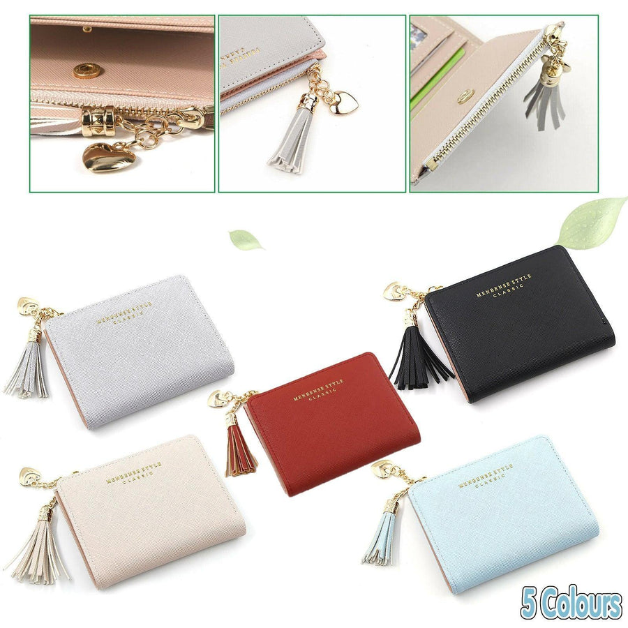 Women Wallet Short Small Coin Purse Ladies Folding Card Card Holder Leather Au - Red