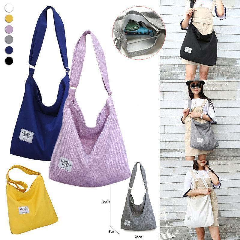 Womens Large Canvas Handbag Ladies Travel Messenger Shoulder Bag Hobo Tote Purse - Dark Blue