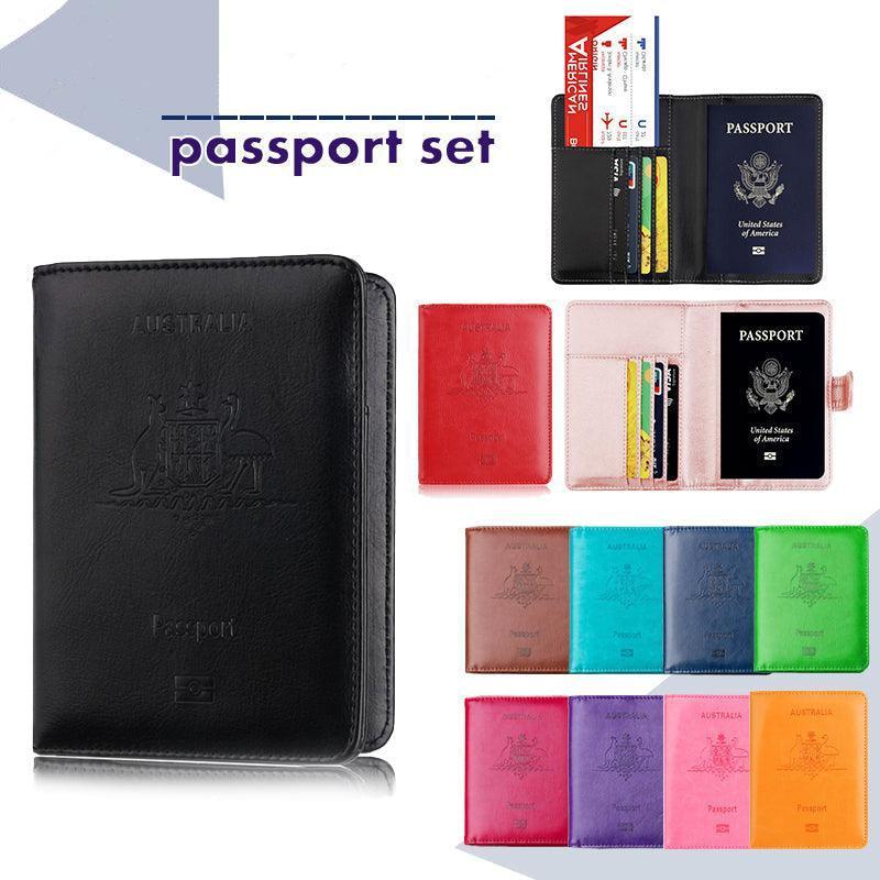 RFID Passport Holder Slim Leather Travel Wallet ID Card Cover Case for Men Women - Purple