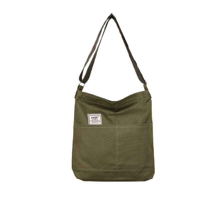 Womens Hobo Large Canvas Shoulder Bag Travel Crossbody Bag Handbag Tote Bag - Army Green