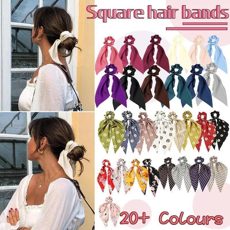 Chiffon Ponytail Scarf Bow Elastic Hair Rope Tie Scrunchies Ribbon Hair Bands - 2
