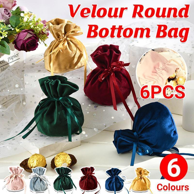 6PCS Velvet Cloth Drawstring Bags Gift Bag Jewelry Ring Pouch Earring Favor - Dark Green-6PCS