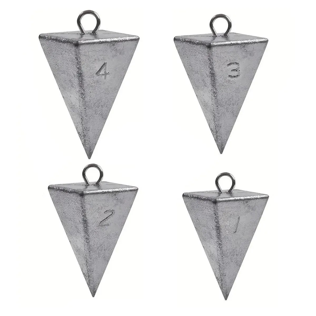 Four Sided Triangular Fishing Lead Sinker with Ring Conical Drop Weight Tackle - 1+2+3+4OZ
