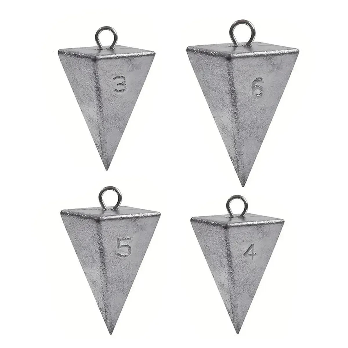 Four Sided Triangular Fishing Lead Sinker with Ring Conical Drop Weight Tackle - 3+4+5+6OZ