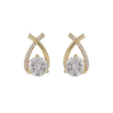 Gold Zircon Crossed Stud Earrings Elegant Simple  Earrings  For Women Fashion - Gold