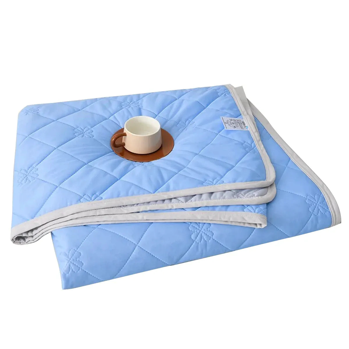 Cooling Summer Quilt 180 x 200cm Ice Silk Solid Colour Lightweight Comforter - Blue