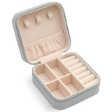 Travel Jewelry Organizer Box Portable Leather Storage Ornaments Ring Earrings - Grey (10x10x5cm)