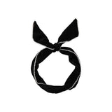 Lady Wrap Rabbit Ears Hair Band Vintage Velvet Pearl Bow Hair Band Wire Headband - Black