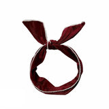 Lady Wrap Rabbit Ears Hair Band Vintage Velvet Pearl Bow Hair Band Wire Headband - Red