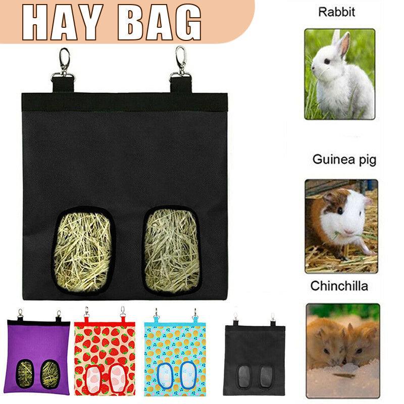 Hay Bag Guinea Pig Rabbit Feeding Bag Animal Hay Feeder Bag Hanging Feeder - Red