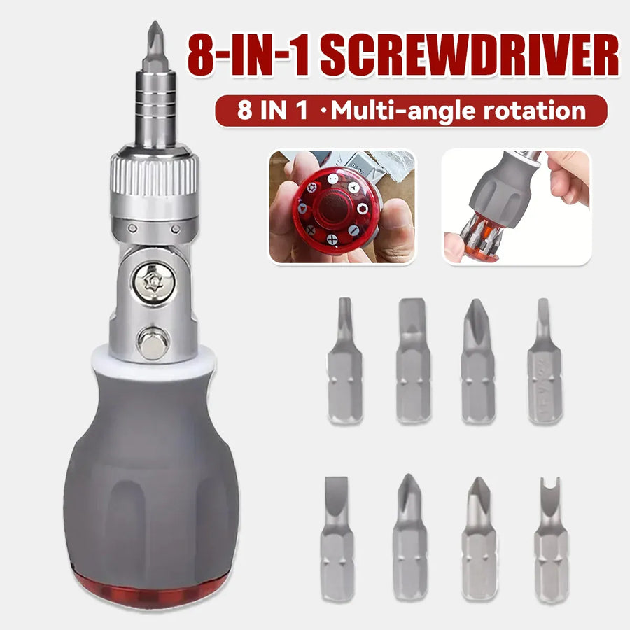 8 in 1 Multi Function Ratchet Screwdriver Durable Chrome Vanadium Steel Repair