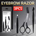 3PCS Eyebrow Razor Set Trimmer Shaver Scissors Spooley Dermaplaning Tweezers