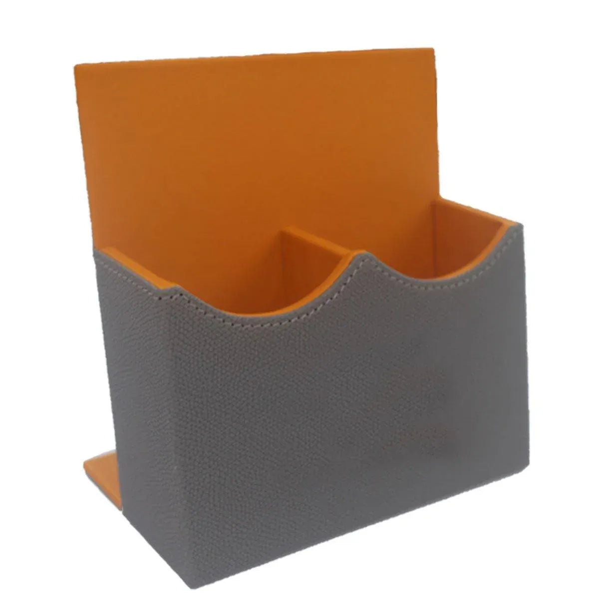 Hotel Remote Control Holder Leather Desk Organiser Caddy for TV AC Storage - Orange