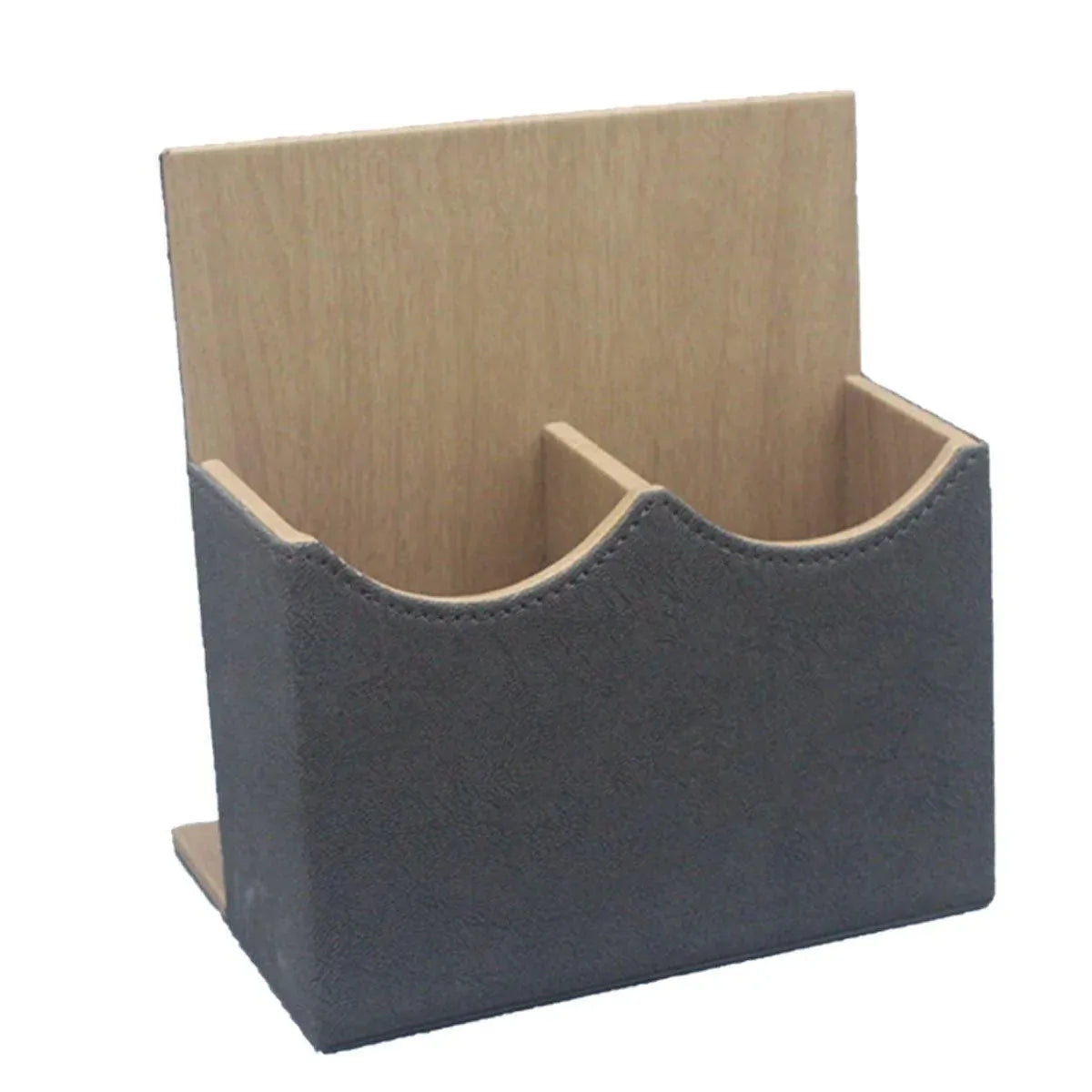 Hotel Remote Control Holder Leather Desk Organiser Caddy for TV AC Storage - Brown