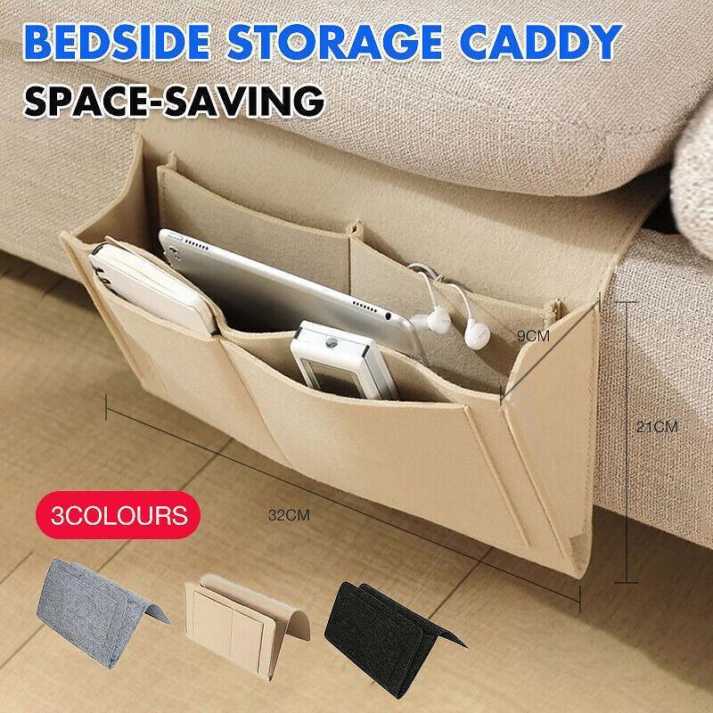 Storage Bag Hanging Sofa Bedside Organizer Caddy Pocket Bed Phone Book Holder Au - Grey